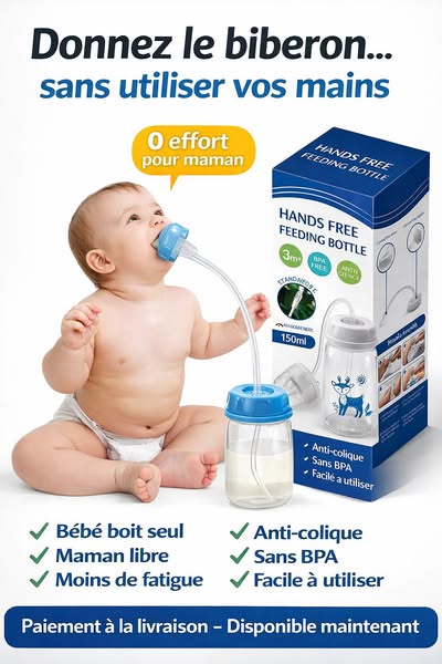 Biberon Bébé Boit Seul, Maman a les Mains Libres