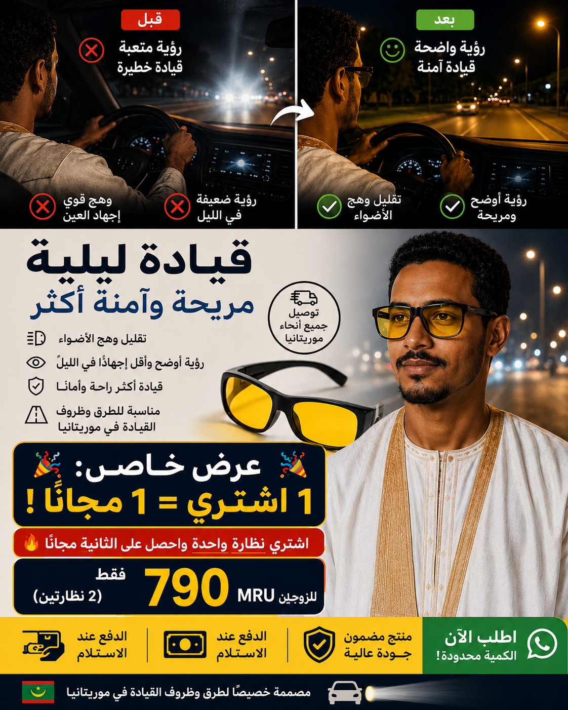 Lunettes Anti-Éblouissement Soleil & Phares LED